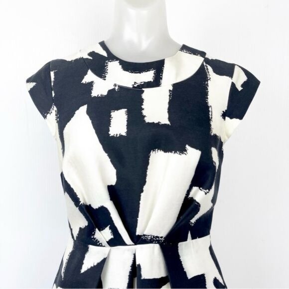 KATE SPADE MARIELLA DRESS SILK BLEND BLACK AND WHITE PRINT 2 - Picture 9 of 15